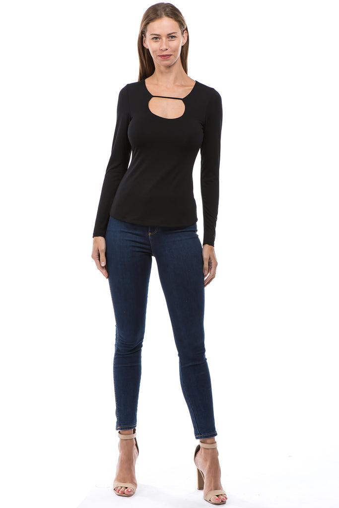 ROSALIE FRONT STRAP TOP (BLACK)-VT2591