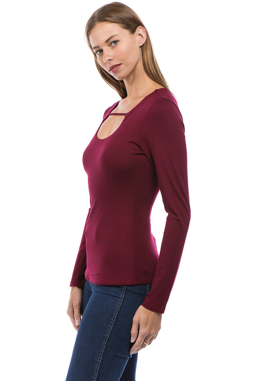 ROSALIE FRONT STRAP TOP (DARK WINE)-VT2591
