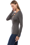 ROSALIE DOUBLE CROSS TOP (CHARCOAL)-VT2592