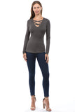 ROSALIE DOUBLE CROSS TOP (CHARCOAL)-VT2592