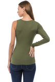 SOINA ONE SLEEVE TOP (OLIVE)-VT2599