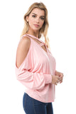 SOINA ZIG ZAG NECK TOP (PEACH)-VT2601