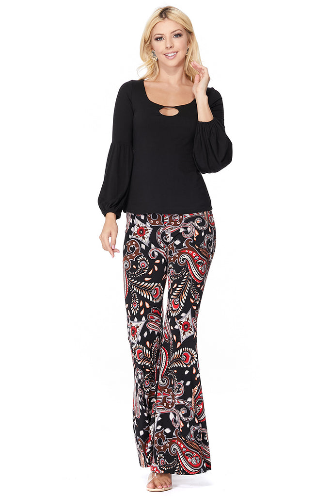 SOINA BUBBLE SLEEVE TOP (BLACK)-VT2603