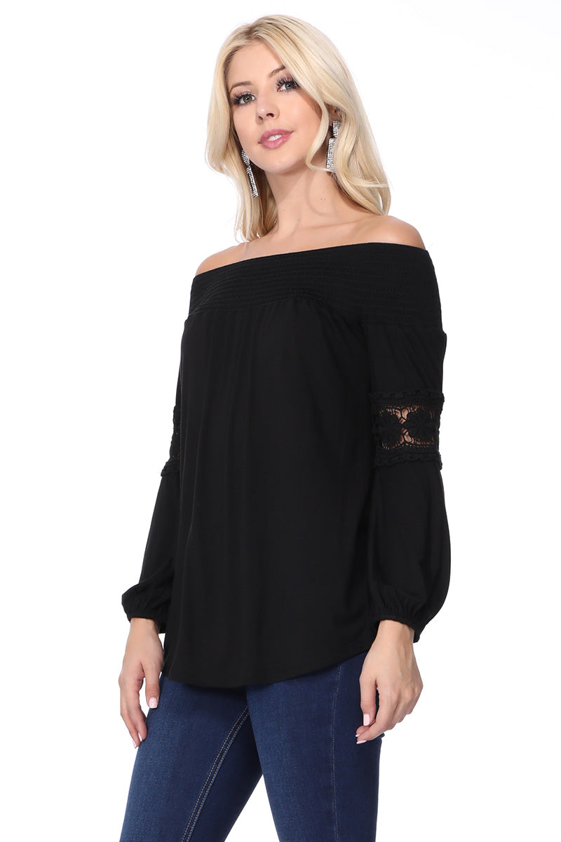 JESSIE OFF SHOULDER TOP (BLACK)-VT2614