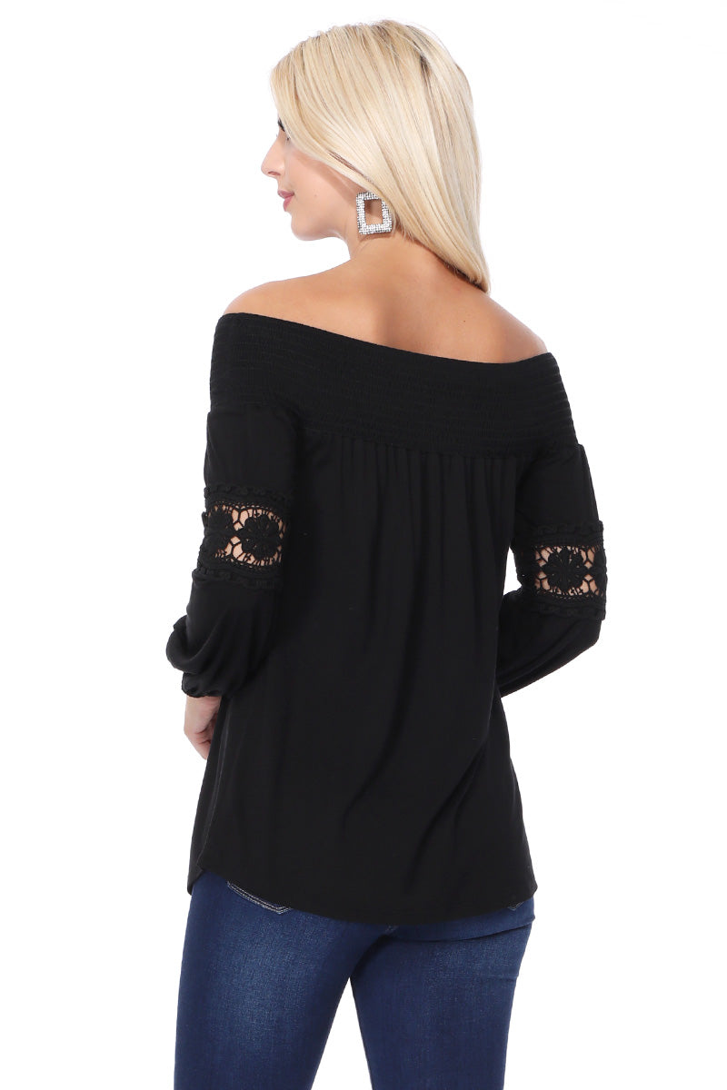 JESSIE OFF SHOULDER TOP (BLACK)-VT2614