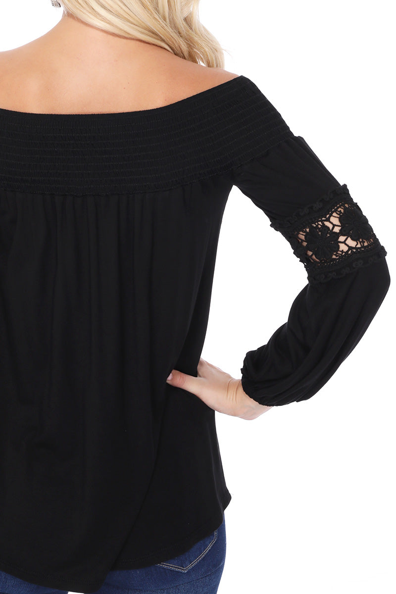 JESSIE OFF SHOULDER TOP (BLACK)-VT2614
