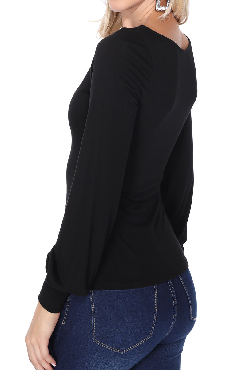 JESSIE BISHOP SLEEVE TOP (BLACK)-VT2615