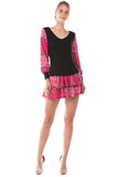 AGNES BUBBLE LONG SLEEVE TOP (BLACK/RED BANDANA)-VT2636