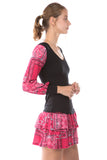 AGNES BUBBLE LONG SLEEVE TOP (BLACK/RED BANDANA)-VT2636