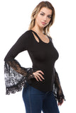 SOPHIA BELL SLEEVE TOP (BLACK)-VT2641