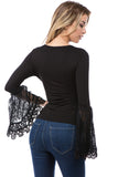 SOPHIA BELL SLEEVE TOP (BLACK)-VT2641