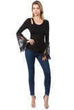 SOPHIA BELL SLEEVE TOP (BLACK)-VT2641
