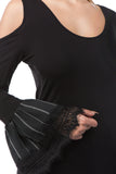 HANNAH OPEN SHOULDER TOP (BLACK)-VT2643