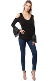HANNAH OPEN SHOULDER TOP (BLACK)-VT2643