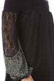GINA OFF SHOULDER TOP (BLACK/LEOPARD OLIVE)- VT2646