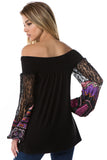 GINA OFF SHOULDER TOP (BLACK / PURPLE SATIN)- VT2646