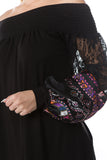 GINA OFF SHOULDER TOP (BLACK / PURPLE SATIN)- VT2646