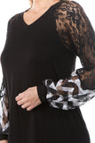 CHEVRON V NECK TOP (BLACK)- VT2647