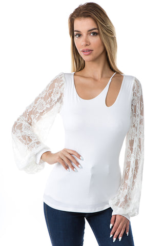 KATE W NECK TOP (IVORY)- VT2653