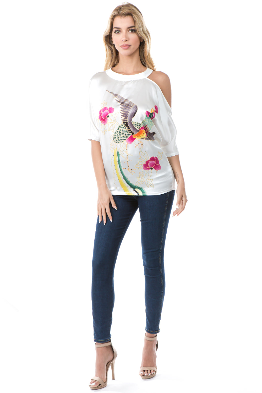 MILLIE ONE SIDE OPEN TOP (IVORY/BIRD)- VT2665