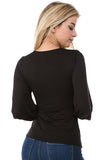 CALLA 3/4 SLEEVE TOP (BLACK)- VT2667