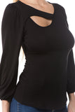 CALLA 3/4 SLEEVE TOP (BLACK)- VT2667