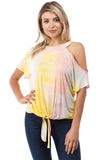 CALLA FRONT TIE TOP (PINK/YELLOW TIE DYE)- VT2668T