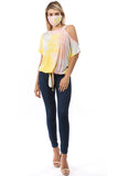 CALLA FRONT TIE TOP (PINK/YELLOW TIE DYE)- VT2668T