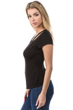 FIONA SHORT SLEEVE TOP (BLACK)- VT2680