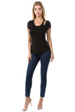 FIONA SHORT SLEEVE TOP (BLACK)- VT2680