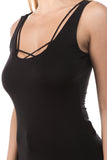 FIONA FRONT CROSS NECK TOP (BLACK)- VT2681