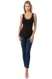 FIONA FRONT CROSS NECK TOP (BLACK)- VT2681