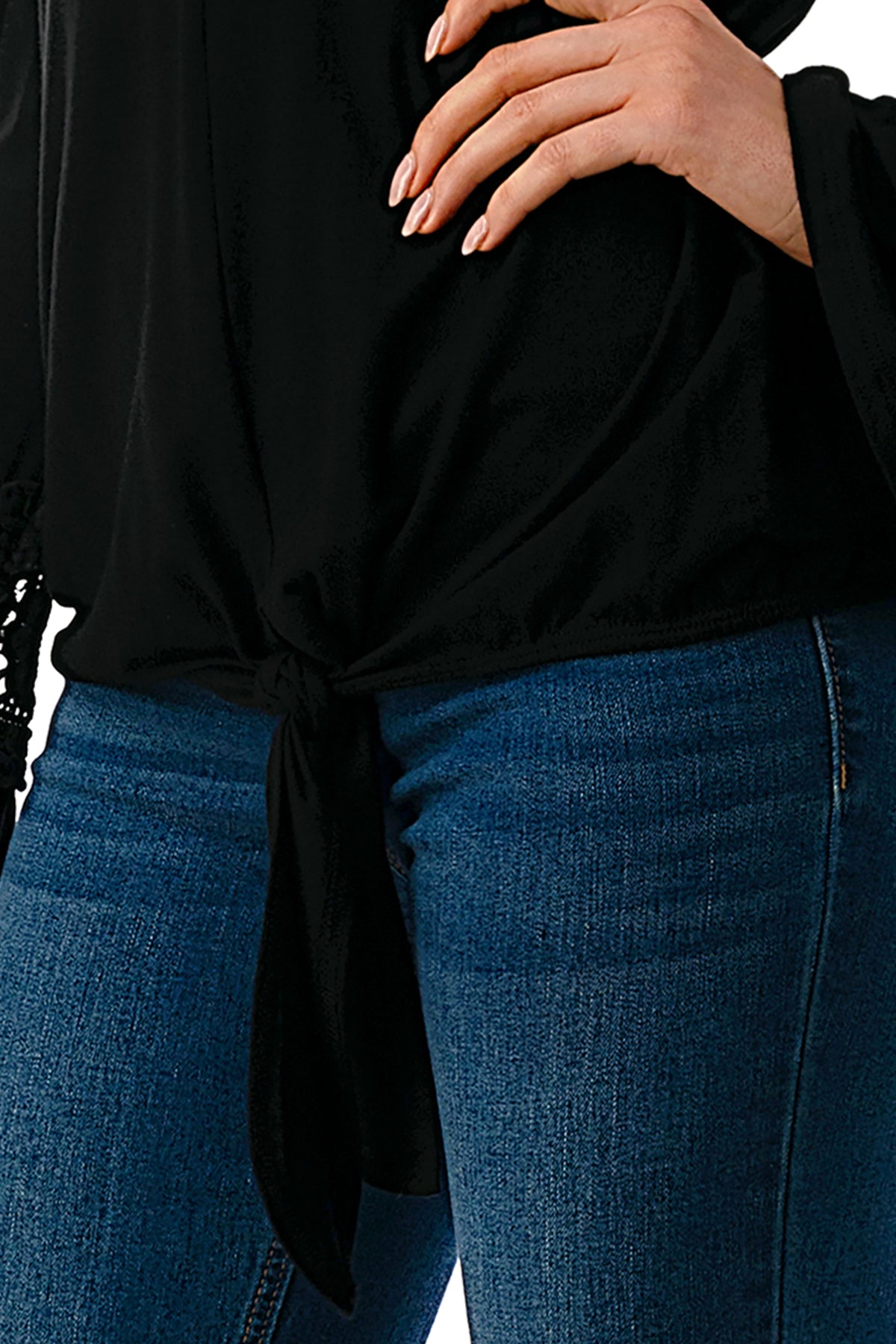AGNES OPEN SHOULDER TOP (BLACK/SOLID BLACK)- VT2692
