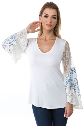 AGNES BELL SLEEVE TOP (IVORY)- VT2693