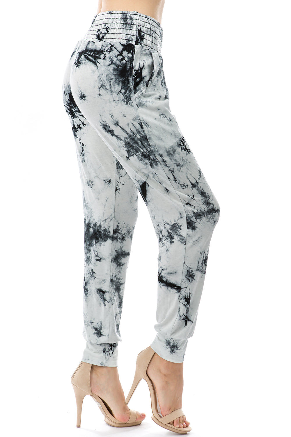 ALESSIA PANTS (BLACK/WHIE TIE DYE)-VP2726T
