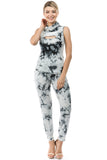 FLORA MASK SLEEVELESS TOP (BLACK/WHITE TIE DYE)-VT2745T