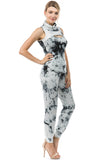 FLORA MASK SLEEVELESS TOP (BLACK/WHITE TIE DYE)-VT2745T