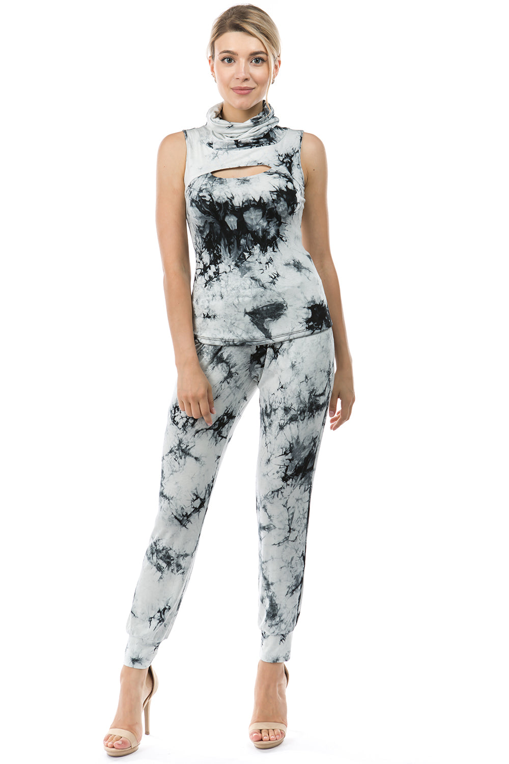 ALESSIA PANTS (BLACK/WHIE TIE DYE)-VP2726T