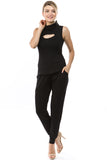 FLORA MASK SLEEVELESS TOP (BLACK)-VT2745