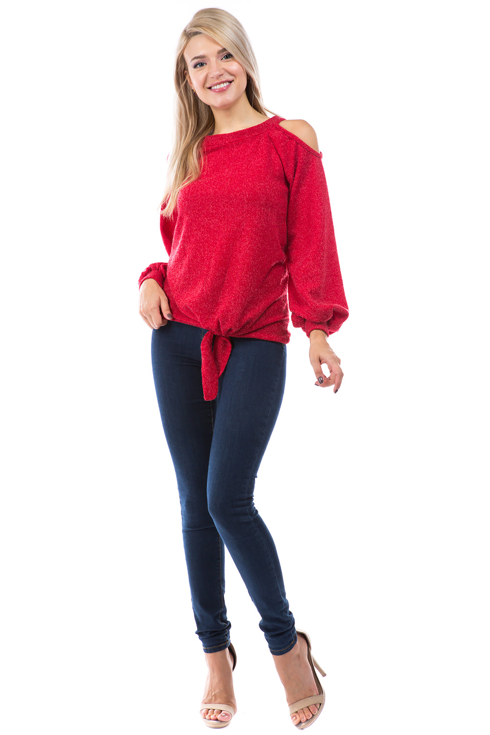 ALYSSA TOP (RED CORDED SWEATER)-VT2748