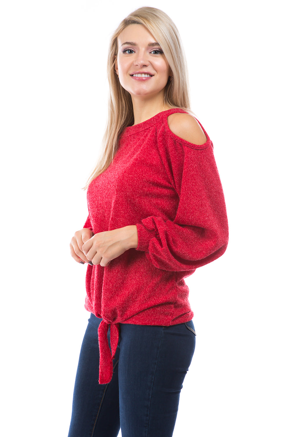 ALYSSA TOP (RED CORDED SWEATER)-VT2748