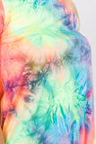 CORA FRONT TIE SHORT SLEEVE TOP (NEON GREEN TIE DYE)- VT2755T