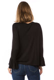 LUX RUFFLE SLEEVE TOP (BLACK)-VT2784