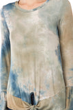 LUX RUFFLE SLEEVE TOP (TAUPE TEAL TIE DYE)-VT2784T