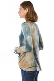 ALIA FRONT KNOTS TOP (TAUPE TEAL TIE DYE)-VT2785T