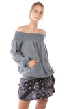 ALIA OFF SHOULDER TOP (BRUSH GREY)-VT2792