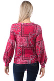 HATTIE V NECK TOP (BANDANA RED)-VT2798