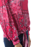 HATTIE V NECK TOP (BANDANA RED)-VT2798