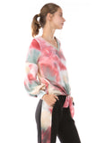 HATTIE V NECK TOP (BRUSH TAUPE PINK TIE DYE)-VT2798