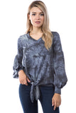 HATTIE V NECK TOP (FRENCH TERRY CHARCOAL)-VT2798